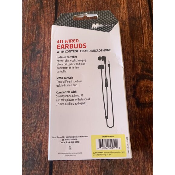 4ft Wired Earbuds W/ Controller & Microphone MobileEssentials Aux Audio Stereo S - Picture 2 of 2
